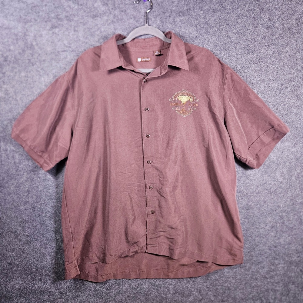Centro Mens Brown Tequila Club Button Up Shirt Margarita Tiki Beachy Sz XXL